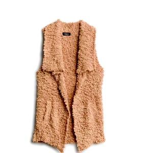 Buttery soft fluffy cozy oversized long vest with pockets